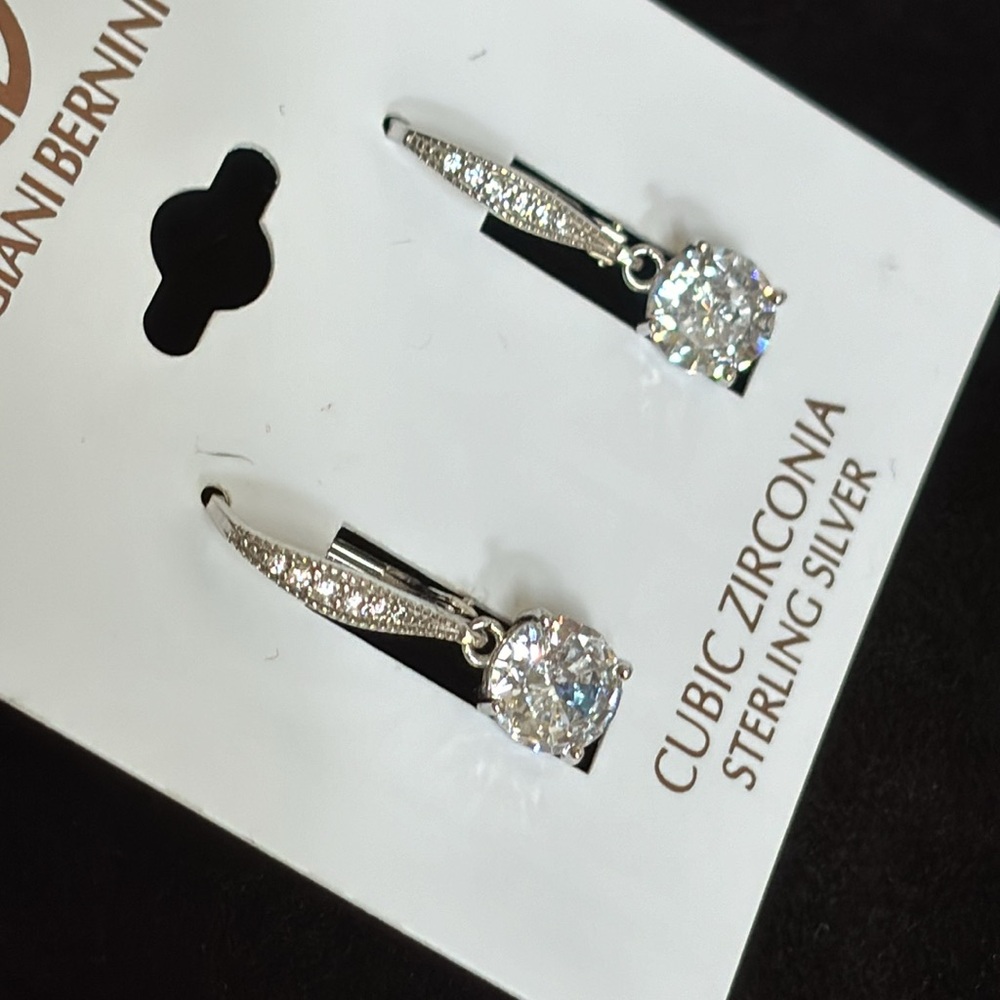 NWT Giani Bernini Cubic Zirconia Sterling Silver Drop Earrings - Picture 4 of 9